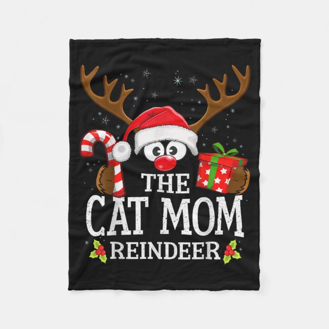 Christmas Matching The Cat Mom Reindeer Family  Fleecedecke (Vorderseite)