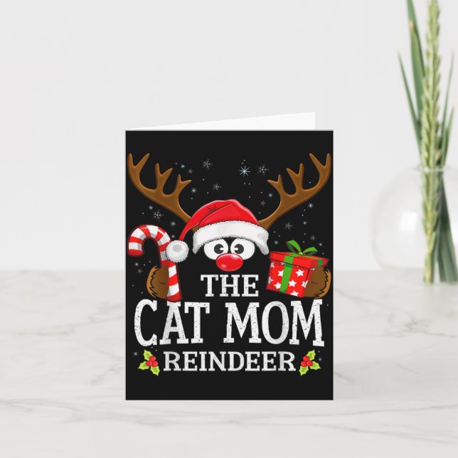 Christmas Matching The Cat Mom Reindeer Family  Karte (Vorderseite)