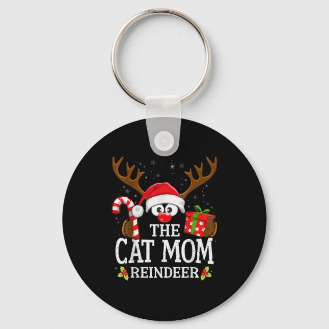 Christmas Matching The Cat Mom Reindeer Family  Schlüsselanhänger (Vorderseite)