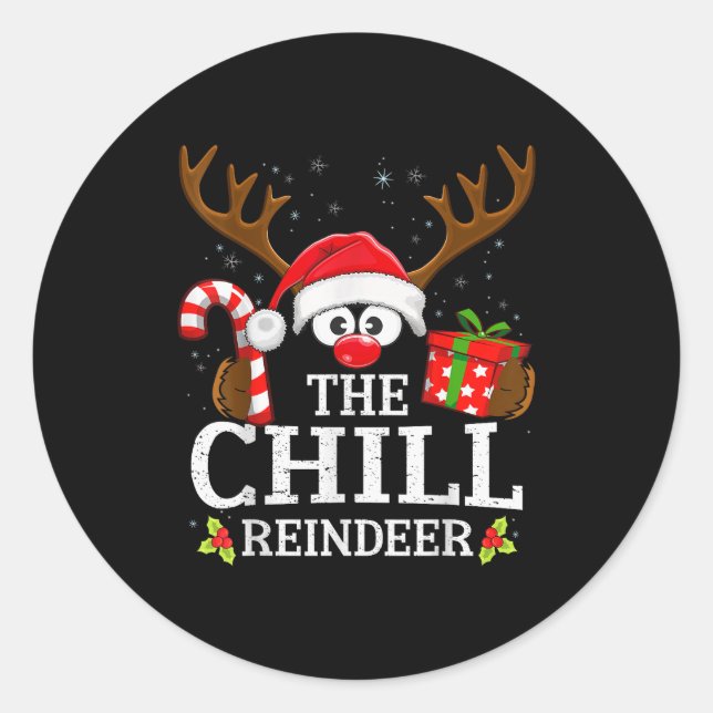 Christmas Matching The Chill Reindeer Family  Runder Aufkleber (Vorderseite)