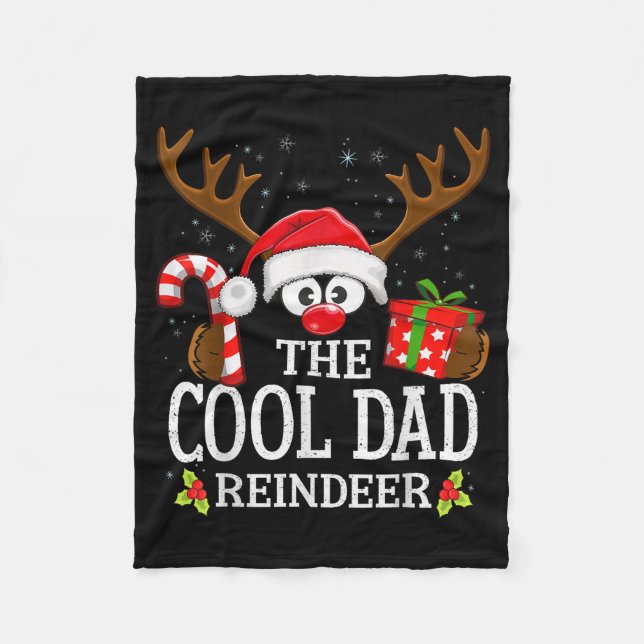 Christmas Matching The Cool Dad Reindeer Family  Fleecedecke (Vorderseite)