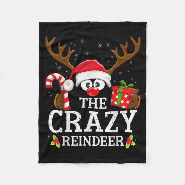 Christmas Matching The Crazy Reindeer Family  Fleecedecke (Vorderseite)