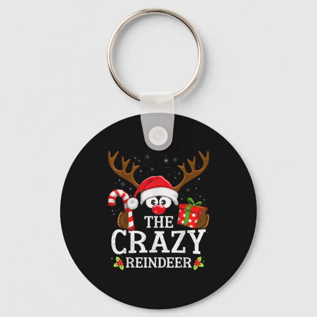 Christmas Matching The Crazy Reindeer Family  Schlüsselanhänger (Vorderseite)
