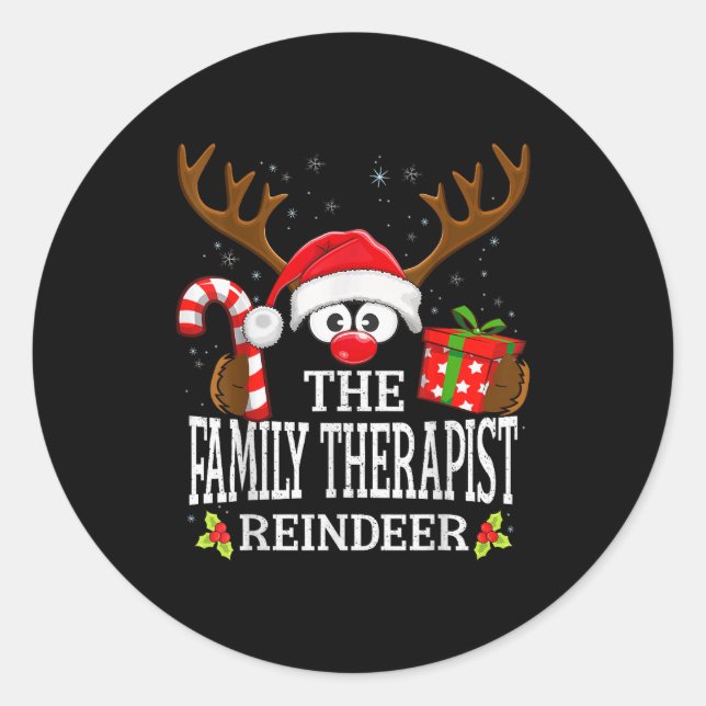 Christmas Matching The Family Therast Reindeer Fam Runder Aufkleber (Vorderseite)