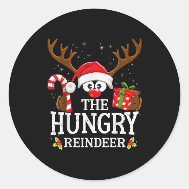 Christmas Matching The Hungry Reindeer Family  Runder Aufkleber (Vorderseite)