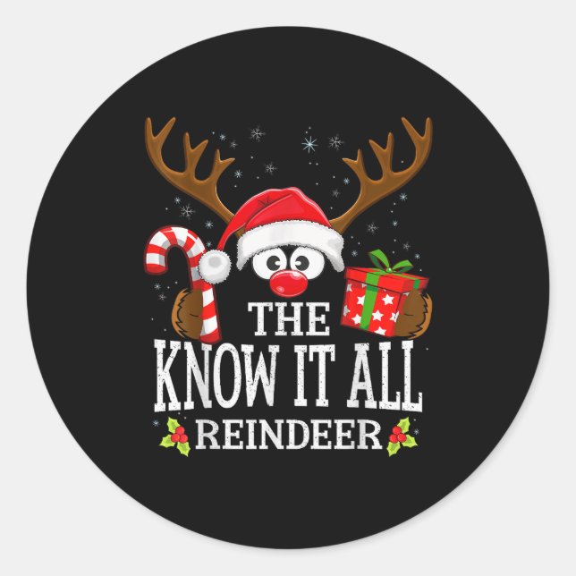 Christmas Matching The Know It All Reindeer Family Runder Aufkleber (Vorderseite)