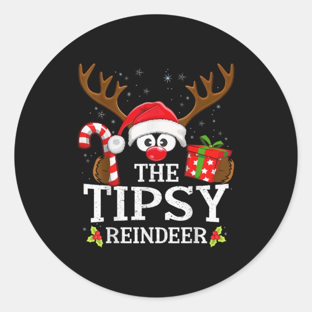 Christmas Matching The Tipsy Reindeer Family  Runder Aufkleber (Vorderseite)