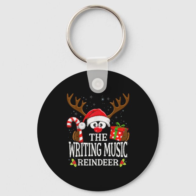 Christmas Matching The Writing Music Reindeer Fami Schlüsselanhänger (Vorderseite)