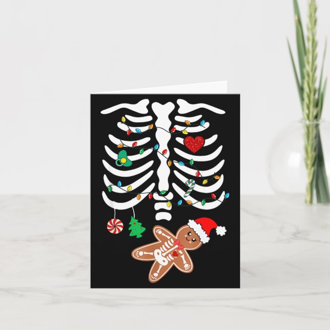 Christmas Maternity Pregnancy Gingerbread Skeleton Karte (Vorderseite)