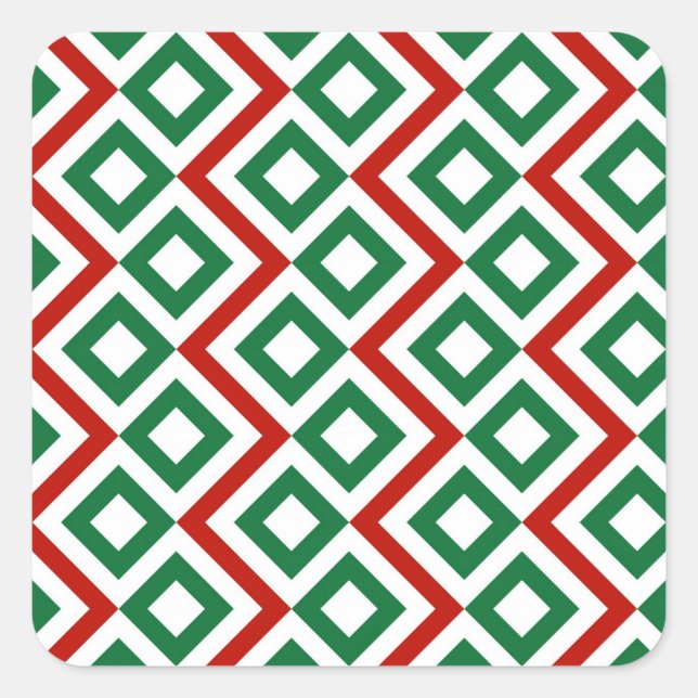 Christmas Meander Quadratischer Aufkleber (Vorderseite)