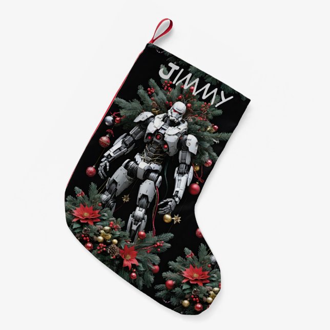 Christmas Mech Robot Kleiner Weihnachtsstrumpf (Vorderansicht (hängend))