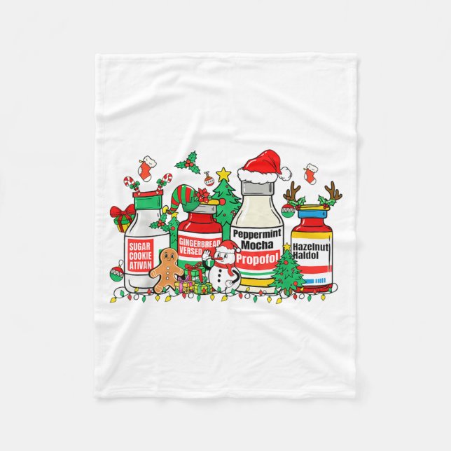 Christmas Medication Bottles Funny Nurse Humor  Fleecedecke (Vorderseite)