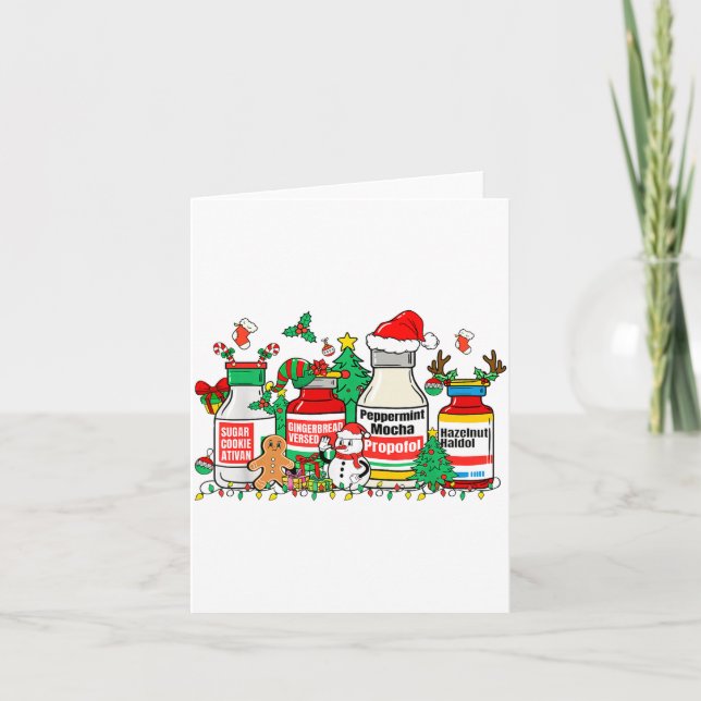 Christmas Medication Bottles Funny Nurse Humor  Karte (Vorderseite)