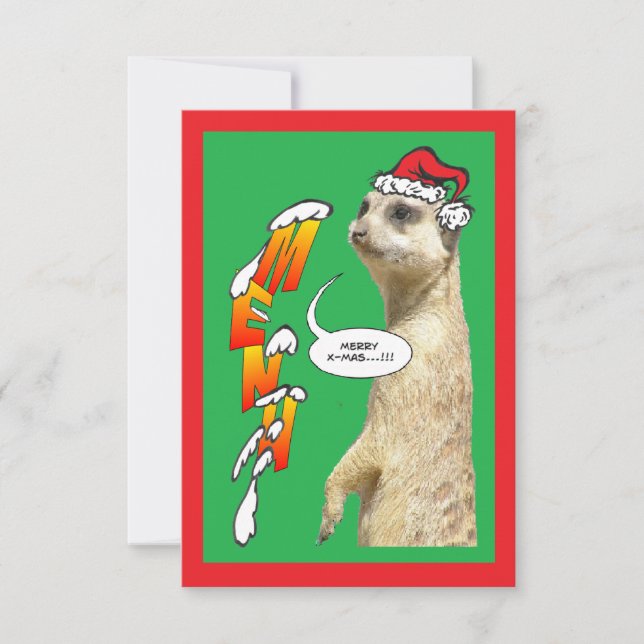 Christmas Meerkat Menu Green Einladung (Vorderseite)