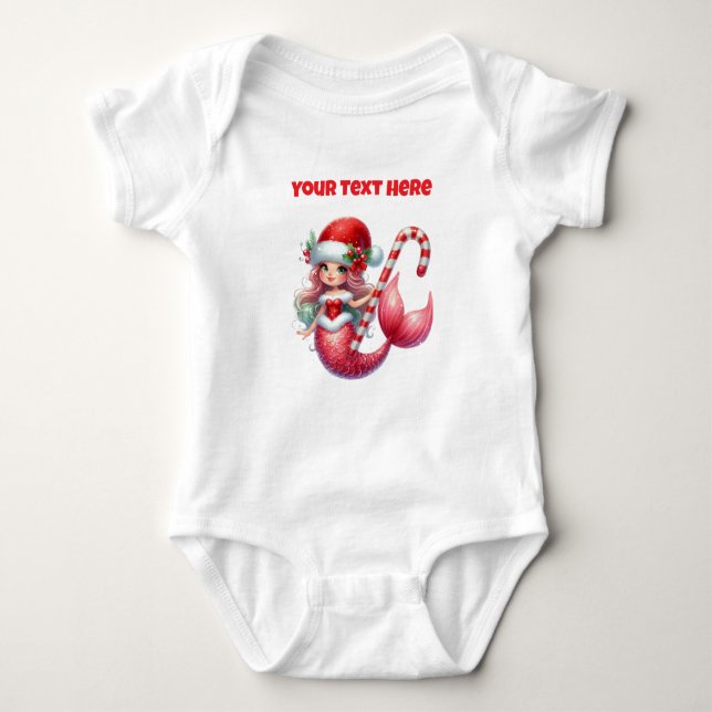 Christmas Mermaid Baby Bodysuit Strampler (Vorderseite)