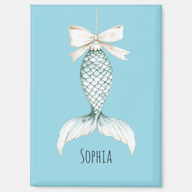 Christmas Mermaid Cream Bow Magnet (Vorderseite)
