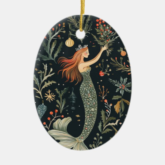 Christmas Mermaid Keramik Ornament (Vorne)