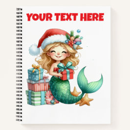 Christmas Mermaid Kids Journal - Personalisierter  Notizbuch