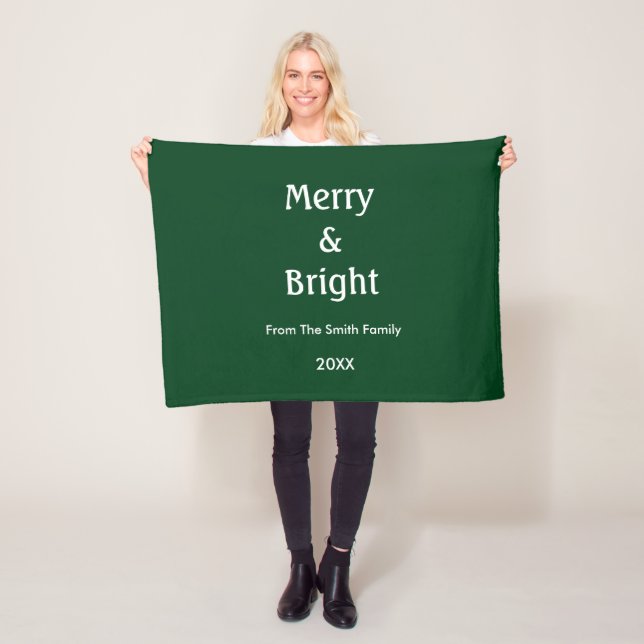 Christmas Merry And Bright Hunter Green Gift Decor Fleecedecke (Beispiel)