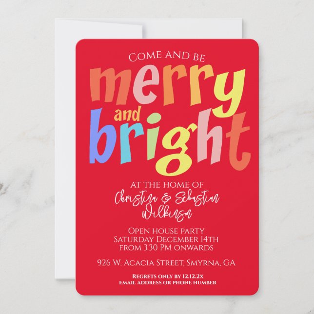 Christmas Merry and Bright Open House Party Einladung (Vorderseite)