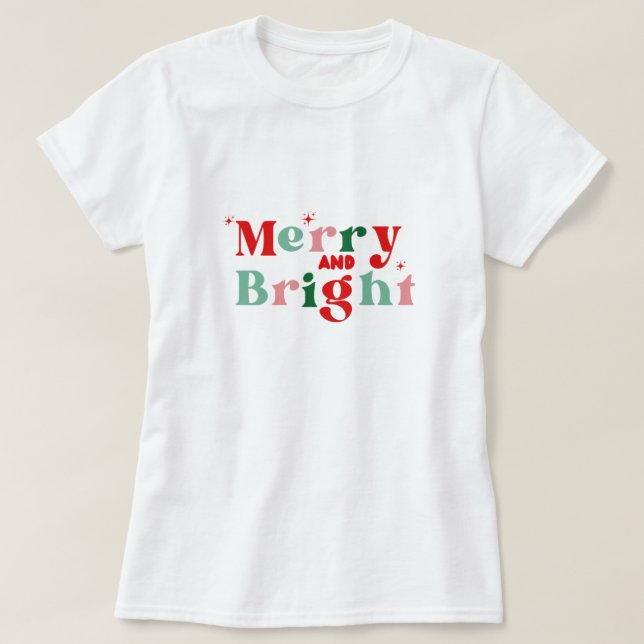 christmas merry and bright pink red modern T-shirt (Design vorne)