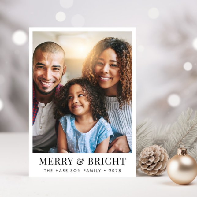 Christmas Merry Bright Foto Feiertagskarte (Share the love and warmth of the season with your personalized photo Christmas card)