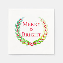 Christmas Merry & Bright Laurel Wreath Red Berries
