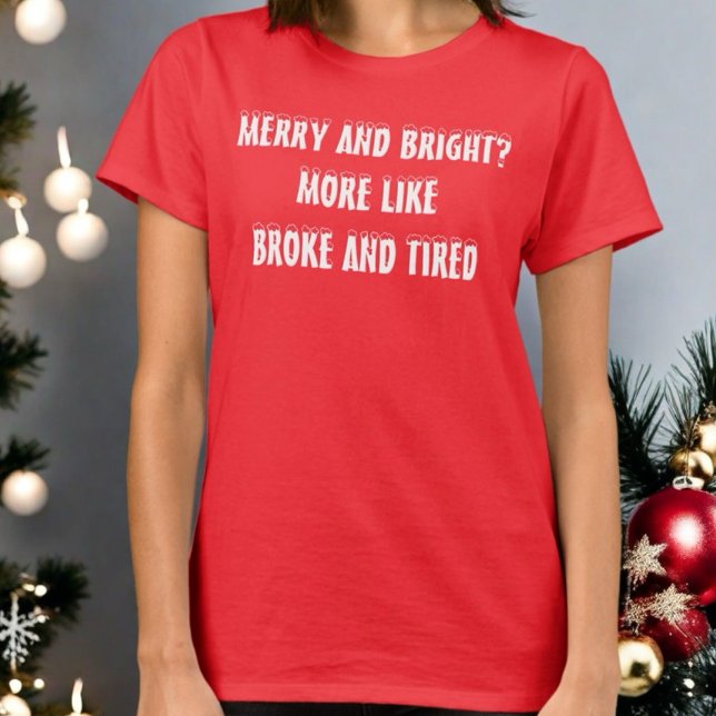 Christmas Merry Bright lustige Typografie-Monogram T-Shirt (Von Creator hochgeladen)