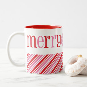 CHRISTMAS MERRY & BRIGHT niedliches, modernes rote Zweifarbige Tasse