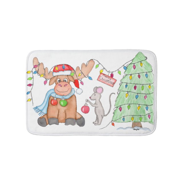 Christmas - Merry Christ-Moose! Badematte (Vorderseite)