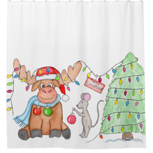 Christmas - Merry Christ-Moose! Duschvorhang (Vorderseite)