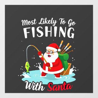Christmas Merry Christmas For Gift Fishing Santa Fensteraufkleber