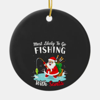 Christmas Merry Christmas For Gift Fishing Santa Keramik Ornament
