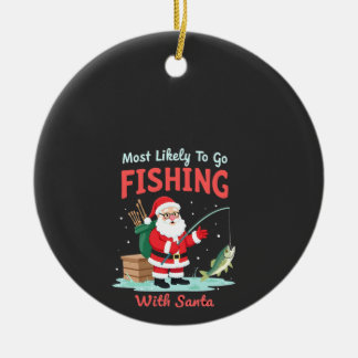 Christmas Merry Christmas For Gift Fishing Santa ( Keramik Ornament