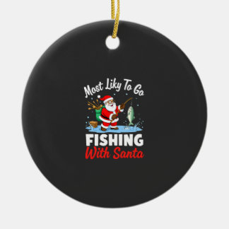 Christmas Merry Christmas For Gift Fishing Santa ( Keramik Ornament