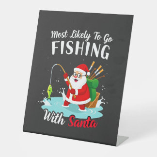Christmas Merry Christmas For Gift Fishing Santa Sockelschild