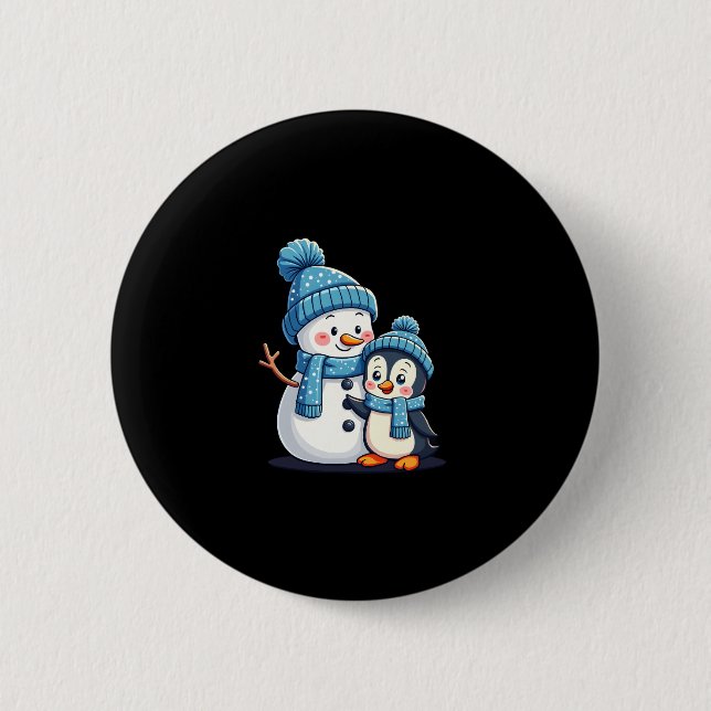 Christmas Merry Christmas For Gift Penguin Snowman Button (Vorderseite)