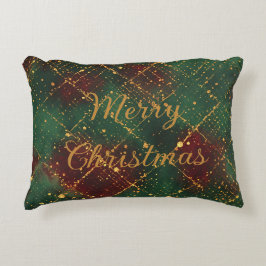 Christmas, Merry Christmas, Gold Red Green Pattern Dekokissen