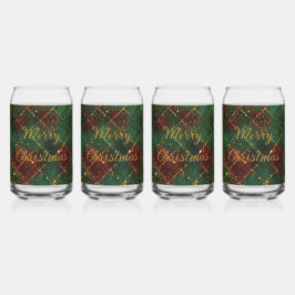 Christmas, Merry Christmas, Gold Red Green Pattern Dosenglas