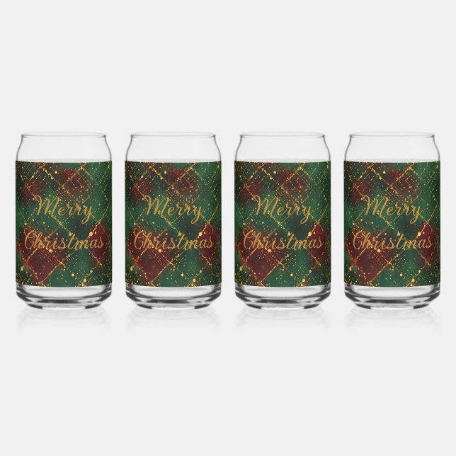 Christmas, Merry Christmas, Gold Red Green Pattern Dosenglas (Vorderseite)