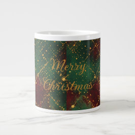 Christmas, Merry Christmas, Gold Red Green Pattern Jumbo-Tasse