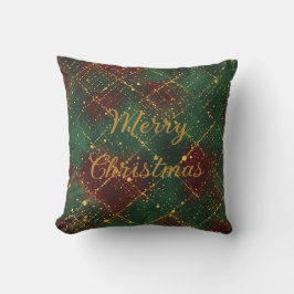 Christmas, Merry Christmas, Gold Red Green Pattern Kissen