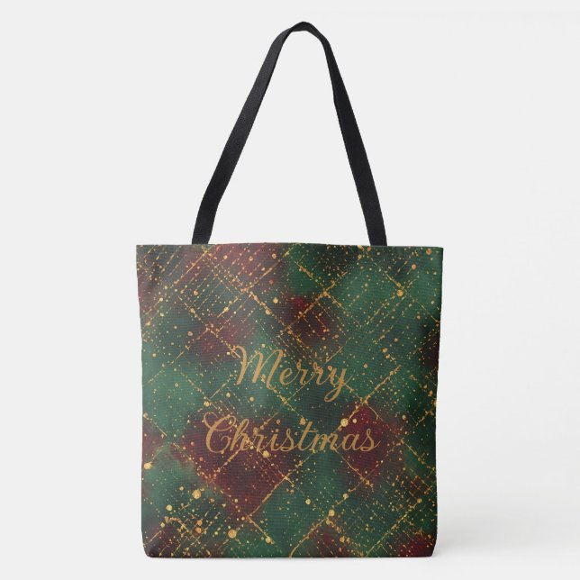 Christmas, Merry Christmas, Gold Red Green Pattern Tasche (Vorderseite)