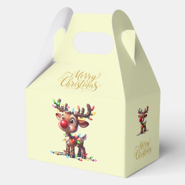 Christmas Merry Christmas Rudolph Favor Gift Box Geschenkschachtel (Vorderseite)