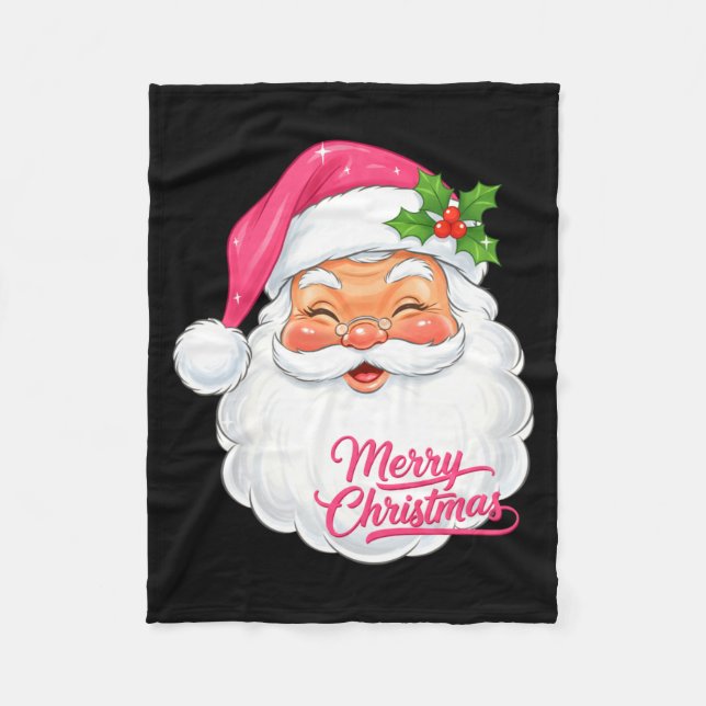 Christmas Merry Christmas Santa Face Jolly Santa C Fleecedecke (Vorderseite)