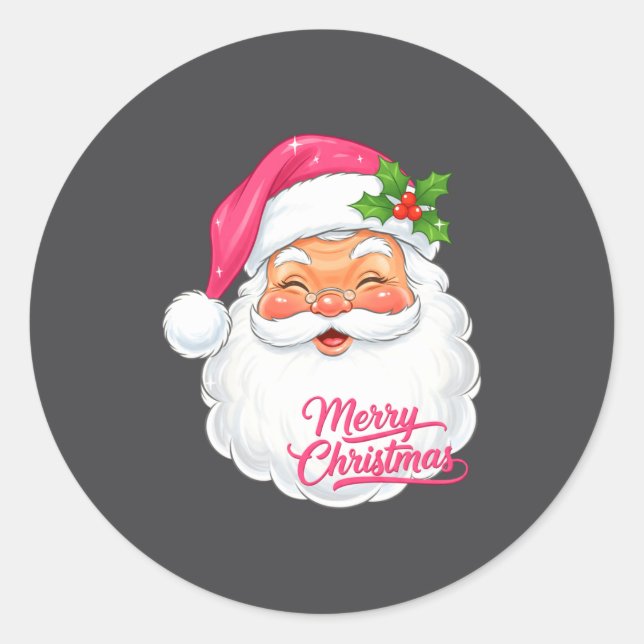 Christmas Merry Christmas Santa Face Jolly Santa C Runder Aufkleber (Vorderseite)
