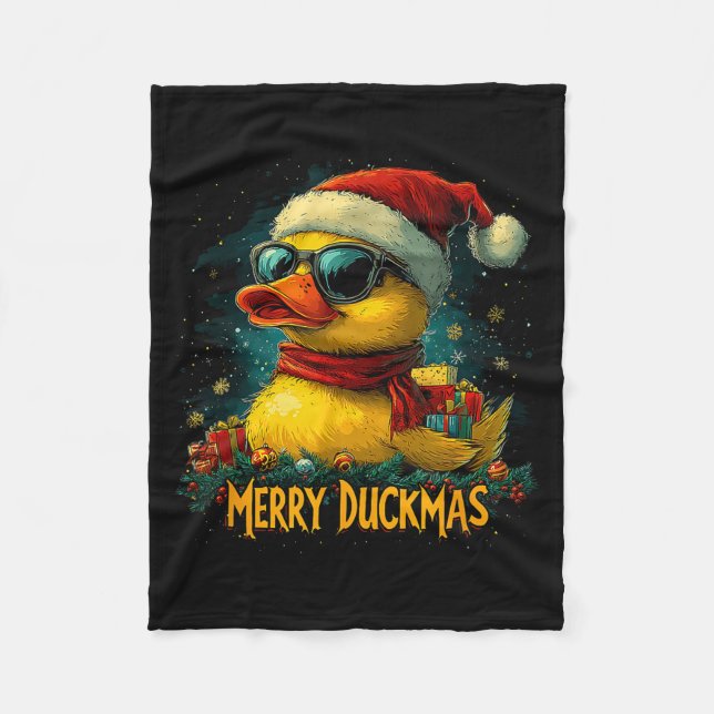 Christmas Merry Duckmas Funny Quackmas Pajama Duck Fleecedecke (Vorderseite)
