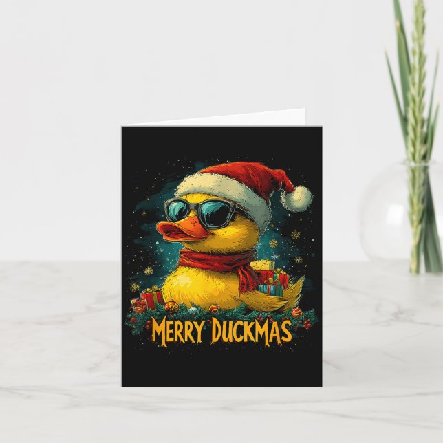 Christmas Merry Duckmas Funny Quackmas Pajama Duck Karte (Vorderseite)