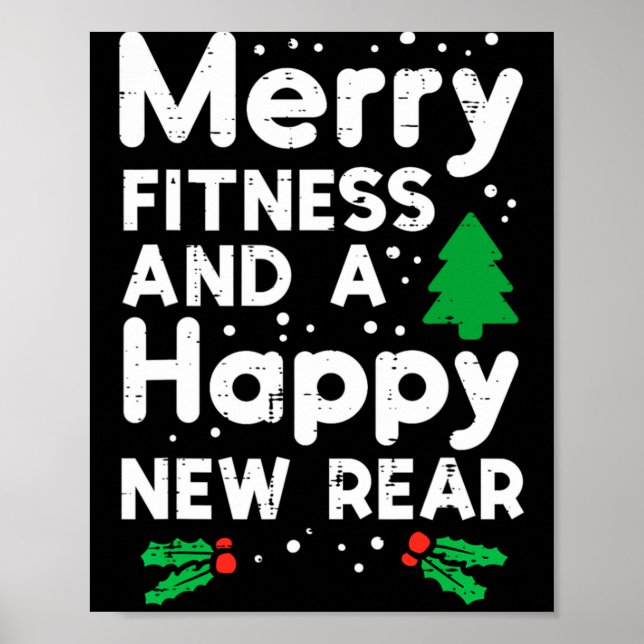 Christmas Merry Fitness Happy New Rear Xmas Workou Poster (Vorne)
