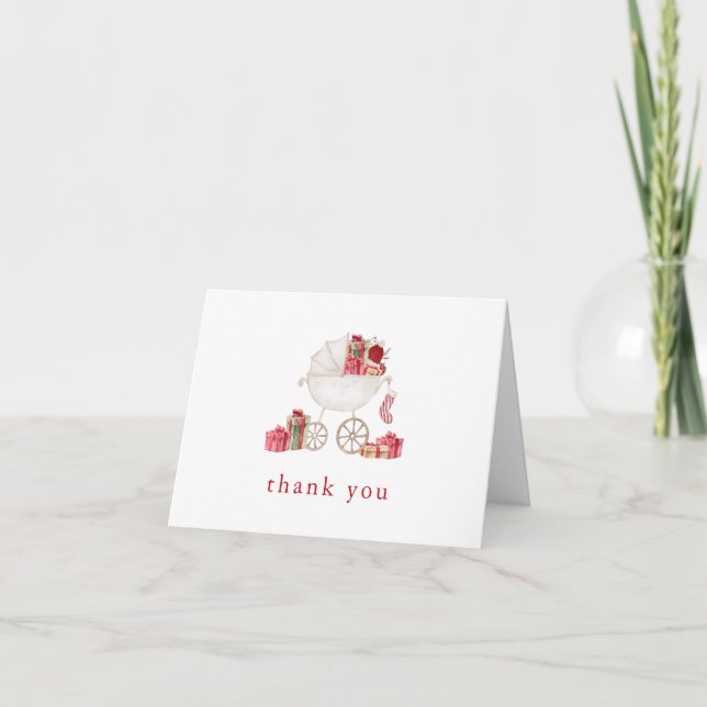 Christmas Merry Little Baby Dusche Danke Karte (Vorderseite)